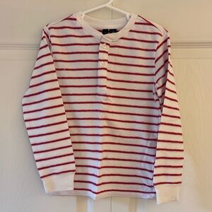 Janie and Jack White Long-Sleeve Henley with Red Stripes Sz 5